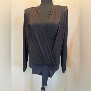 L’Aence Black Wrap Top Bodysuit